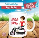 Evin Hanımı yazılı isimli kupa bardak örneği