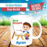 Çocuk için isimli Minik Ressam kupa bardak örneği