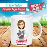 Öğretmen çizimli isimli kupa bardak örneği