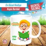 Çocuk için isimli okuma temalı kupa bardak örneği