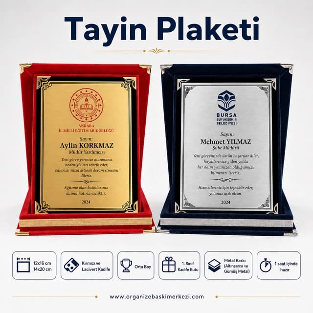 Tayin Plaketi Kadife Plaket