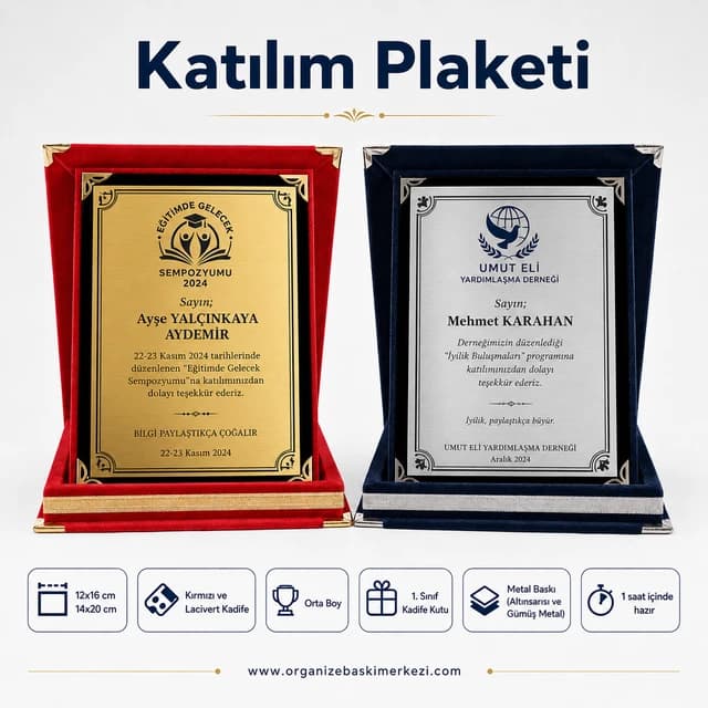 Katılım Plaketi Kadife Plaket