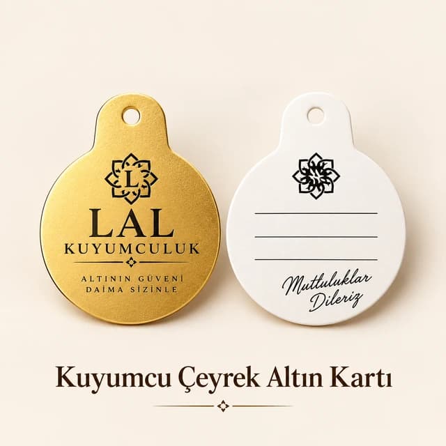 Eskişehir'de kuyumcular için logo baskılı altın rengi altın kartı