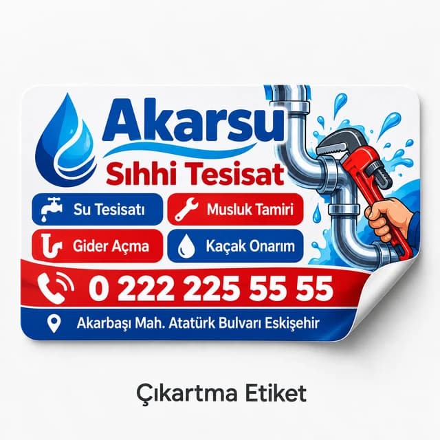 Sıhhi tesisat firması için servis etiketi örneği