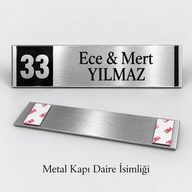 Eskişehir'de apartman dairesi için numaralı gümüş metal kapı isimliği