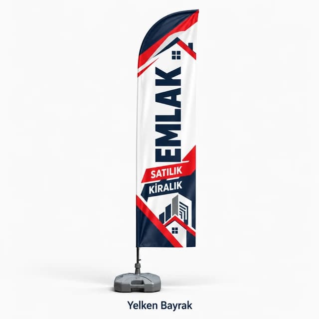 Eskişehir'de emlak ofisi önü için satılık kiralık yazılı yelken bayrak