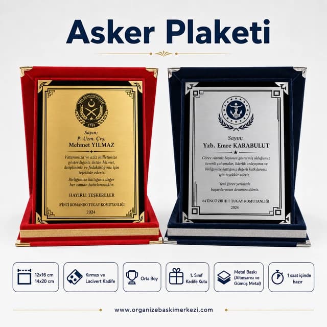 Asker Plaketi Kadife Plaket
