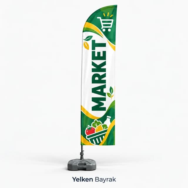Eskişehir'de market ve bakkal önü için yeşil ayaklı yelken bayrak