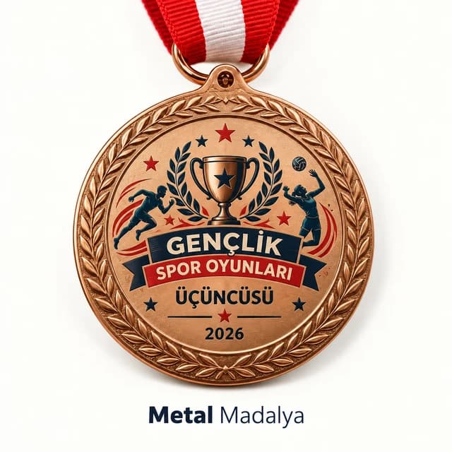 Eskişehir'de spor oyunları üçüncülüğü için kupa figürlü bronz renk madalya