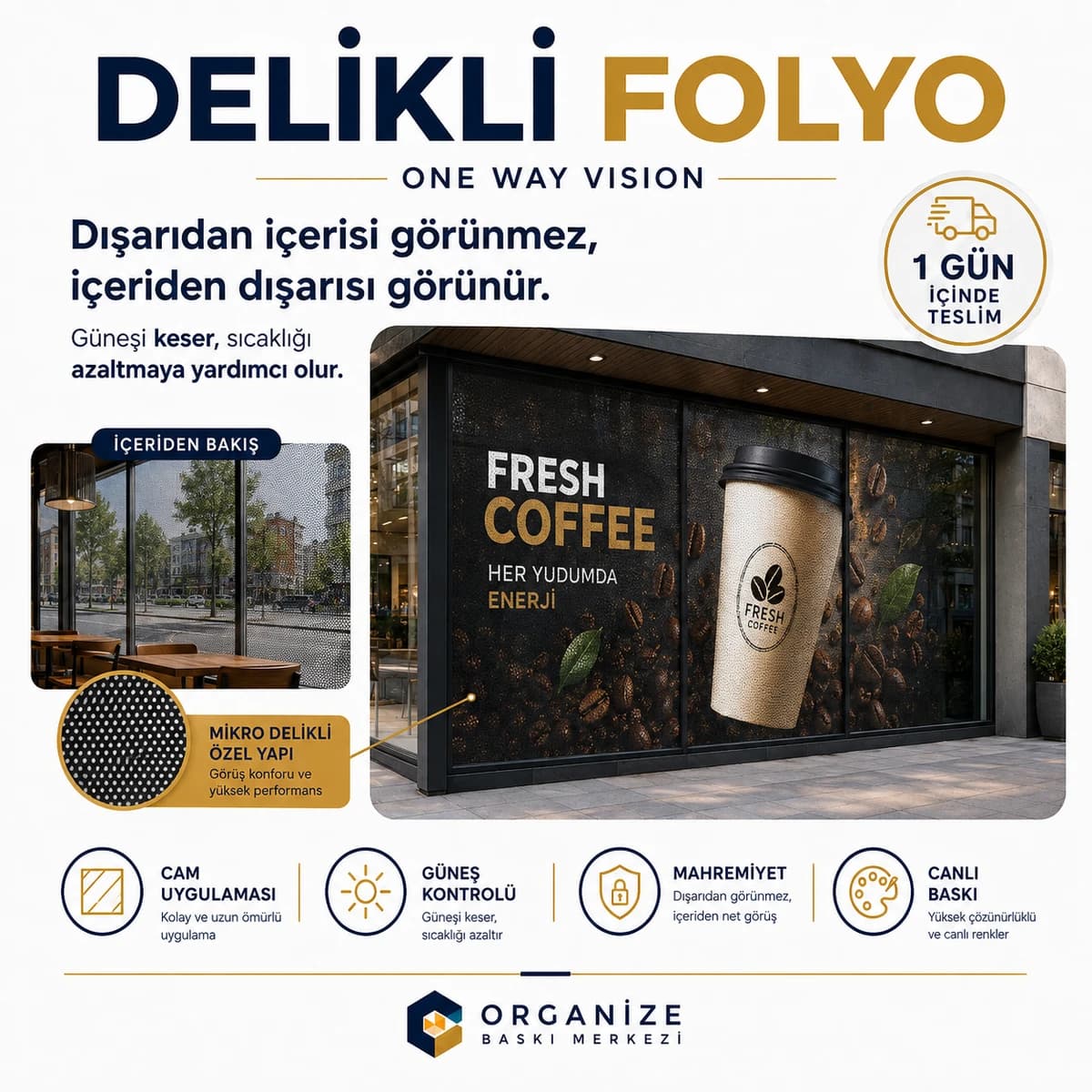 Delikli Folyo Baskı (One Way Vision) - Eskişehir