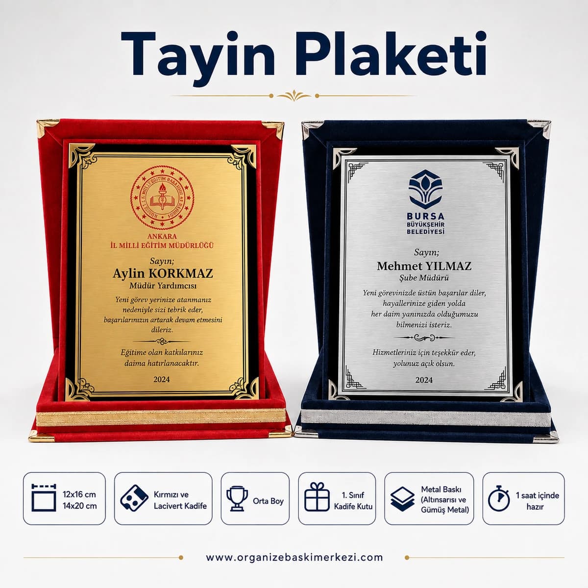 Tayin Plaketi Kadife Plaket