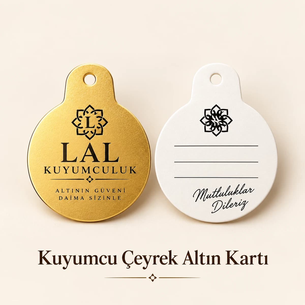 Eskişehir'de kuyumcular için logo baskılı altın rengi altın kartı