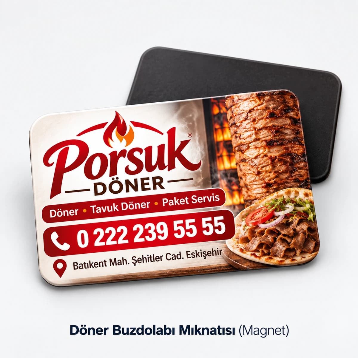 Dönerci için yatay buzdolabı magneti örneği