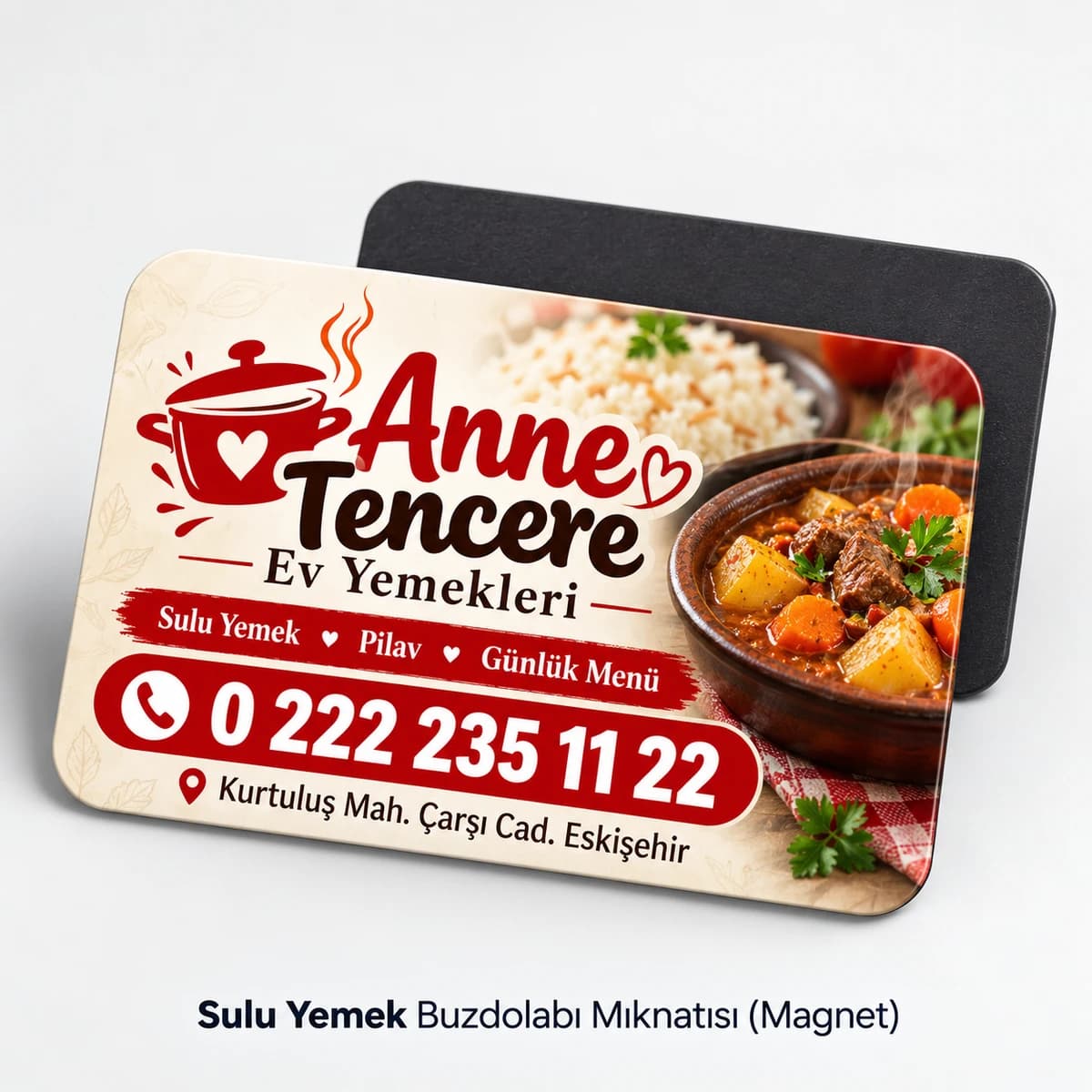 Ev yemekleri paket servisi için yatay buzdolabı magneti örneği