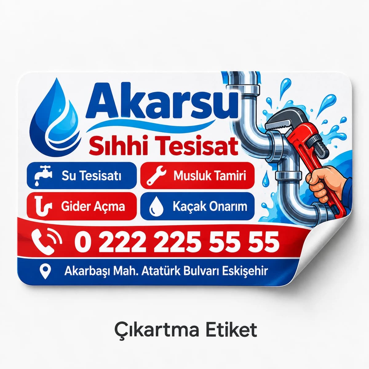 Sıhhi tesisat firması için servis etiketi örneği