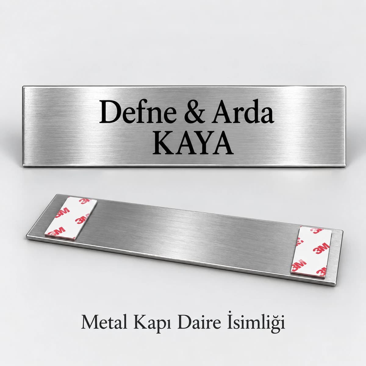 Eskişehir'de daire kapısı için çift isimli gümüş metal kapı isimliği