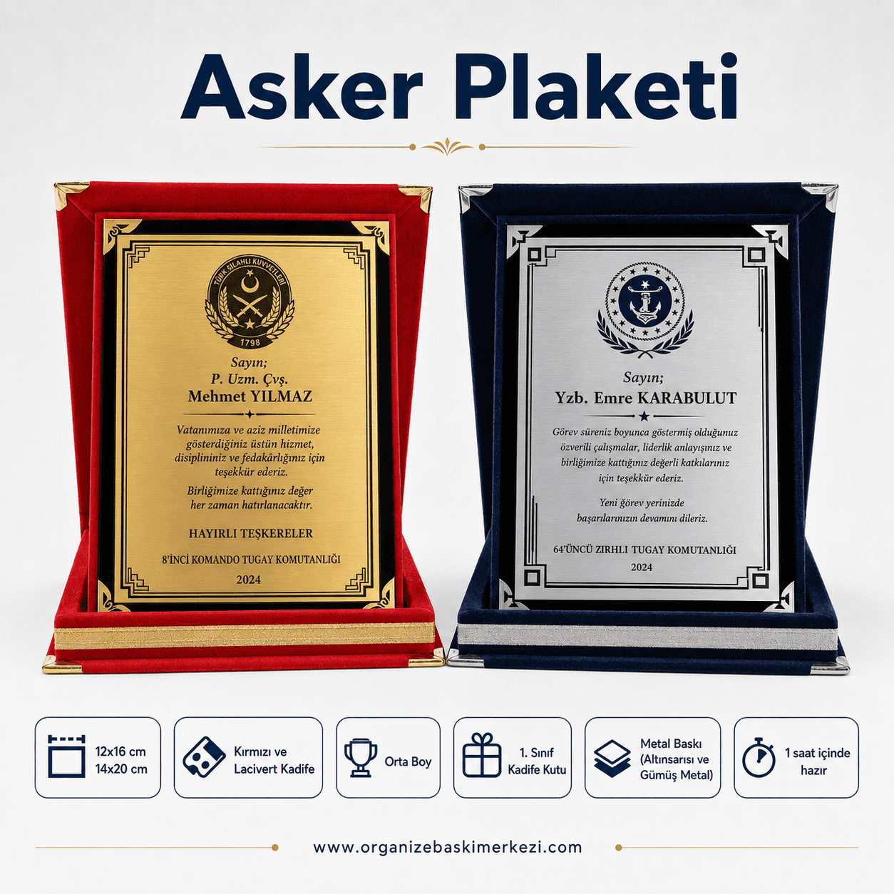 Asker Plaketi Kadife Plaket