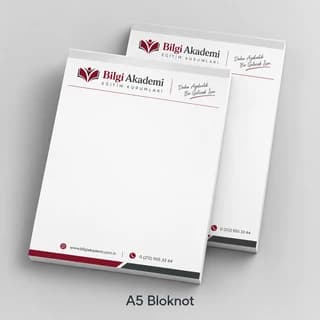 Eğitim kurumu için A5 bloknot örneği