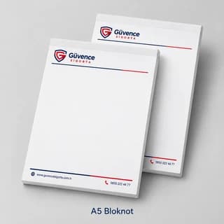 Sigorta şirketi için tutkallı A5 bloknot örneği