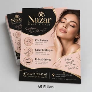 Güzellik salonu için A5 el ilanı örneği