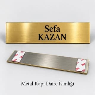 Eskişehir'de ev kapısı için ad soyad yazılı altın sarısı kapı isimliği