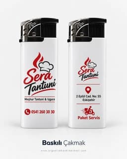 Eskişehir'de restoranlar için logo ve adres baskılı beyaz promosyon çakmak