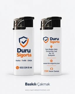 Eskişehir'de sigorta acentesi için logo baskılı beyaz çakmak
