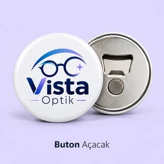 Eskişehir'de optik mağazası için logo baskılı mıknatıslı buton açacak