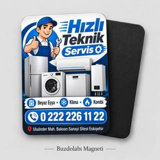 Beyaz eşya ve klima teknik servisi için dikey buzdolabı magneti örneği