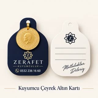 Eskişehir'de kuyumcu logolu lacivert çeyrek altın kartı