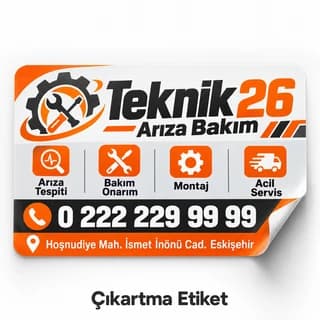Arıza bakım servisi için servis etiketi örneği