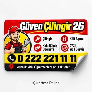 Çilingir firması için servis etiketi örneği