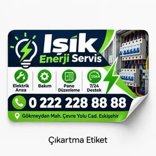 Elektrik servisi için servis etiketi örneği
