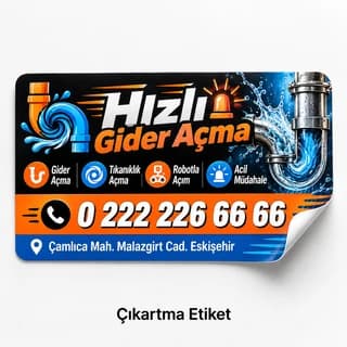 Gider açma servisi için servis etiketi örneği