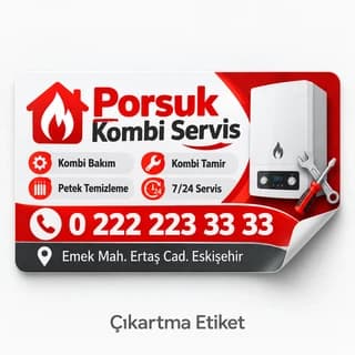 Kombi servisi için çıkartma etiket örneği
