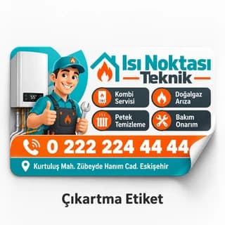 Kombi ve doğalgaz servisi için servis etiketi örneği