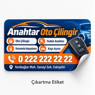 Oto çilingir için telefonlu etiket örneği