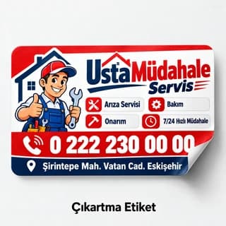 Teknik servis firması için telefonlu servis etiketi örneği