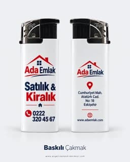 Eskişehir'de emlak ofisi için satılık kiralık yazılı baskılı çakmak