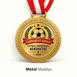 Eskişehir'de futbol turnuvası birincisi için hazırlanan altın renk metal madalya
