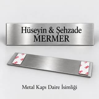 Eskişehir'de ev kapısı için iki satır yazılı gümüş kapı isimliği