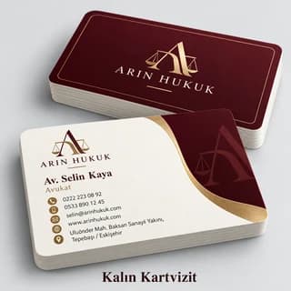 Hukuk bürosu için bordo kalın kartvizit örneği