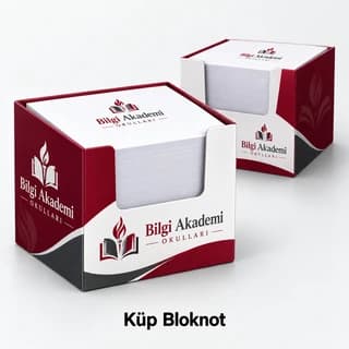 Okul için bordo baskılı küp bloknot örneği