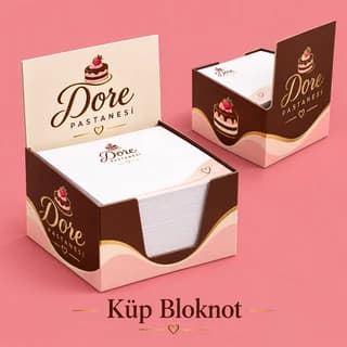 Pastane için baskılı küp bloknot örneği