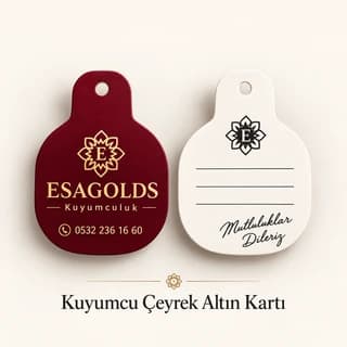 Eskişehir'de kuyumcu adı ve telefonu baskılı bordo altın kartı
