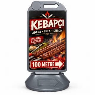 Eskişehir'de kebapçı için kebap görselli, yön oklu reklam dubası
