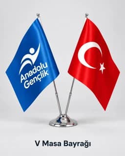 Eskişehir masa bayrağı baskısı: dernek logolu V model