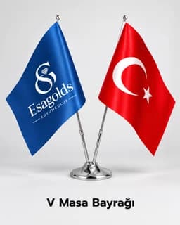 Eskişehir'de kuyumcu için logolu V masa bayrağı
