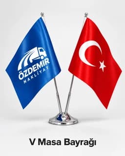 Eskişehir'deki nakliyat firmaları için logolu V masa bayrağı