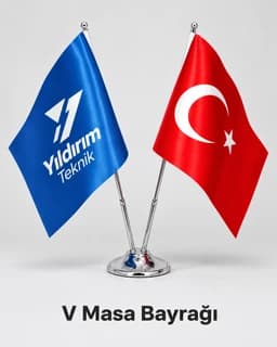 Eskişehir'de V masa bayrağı: Türk bayrağı ve firma logolu bayrak